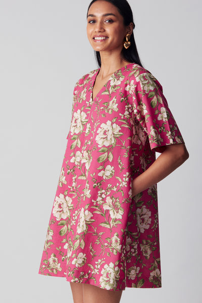 Ella Pocket Dress: Floral Pink