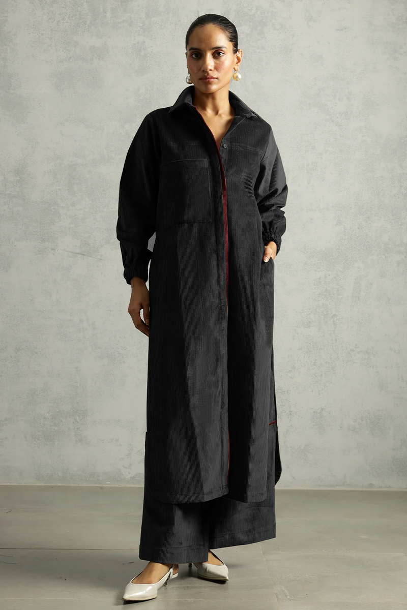 Cozy Ribbed Corduroy Set - Black