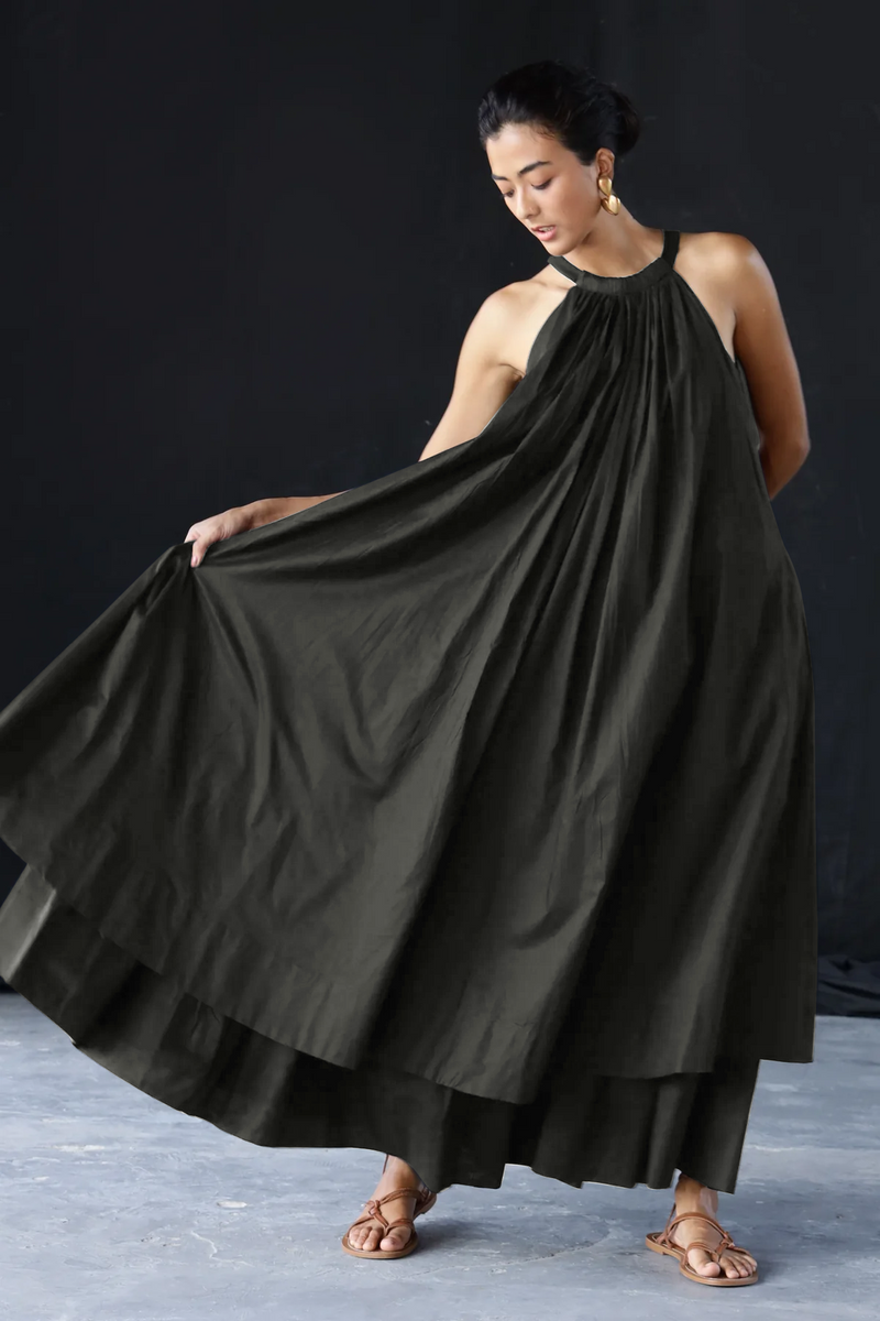 OJOS オホス Double Layered Dress / Charcoal