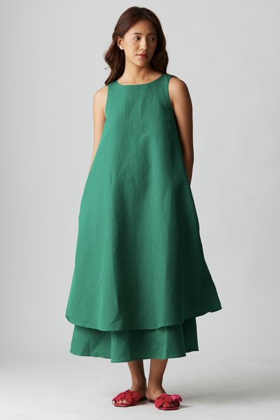 Layla Linen Dress : Island Green