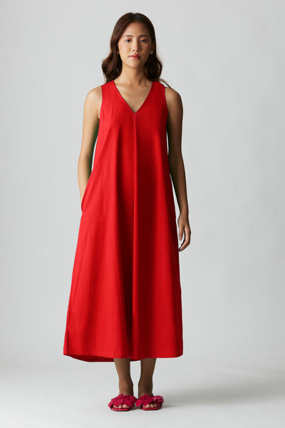 Clara Pocket Dress : Poppy red