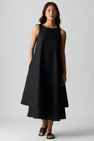 Layla Linen Dress : Black