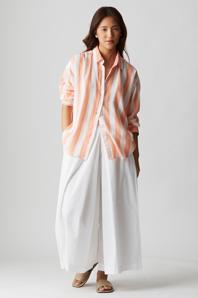 Martina Oversized Shirt : Peach Stripes