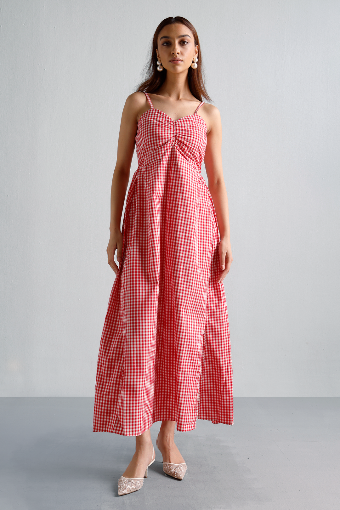 Leana Pocket Dress : Strawberry Check – OZiSS