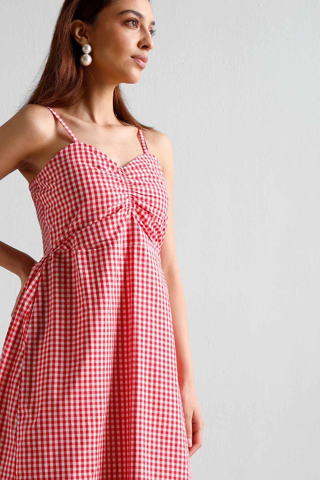 Leana Pocket Dress : Strawberry Check – OZiSS