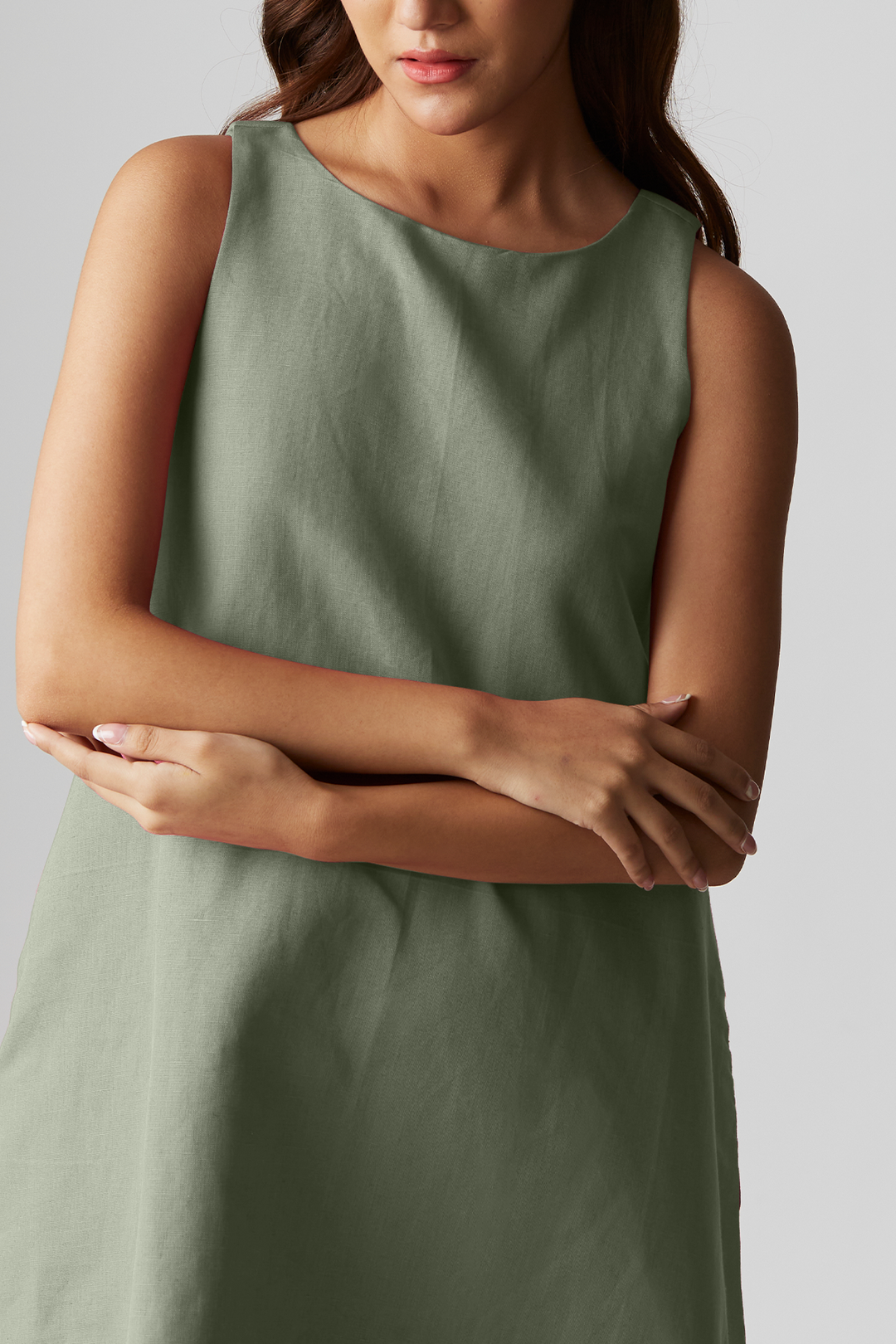Layla Linen Dress : Sage Green OZiSS Layla Linen Dress : Sage Green OZiSS