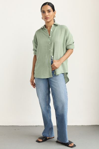 Martina Oversized Shirt : Sage Green