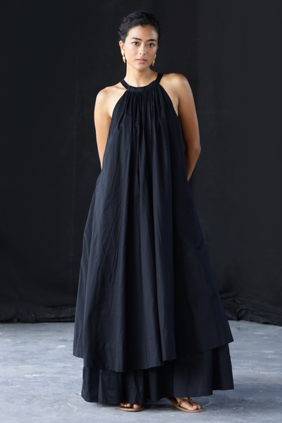 Caroline Layered Dress : Ivory Black